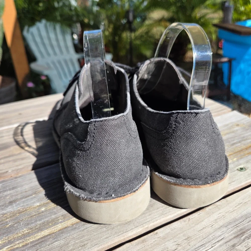 John Varvatos‎ Men's Gray Canvas Casual Oxford Dress Shoes Acid Wash 10.5 Italy